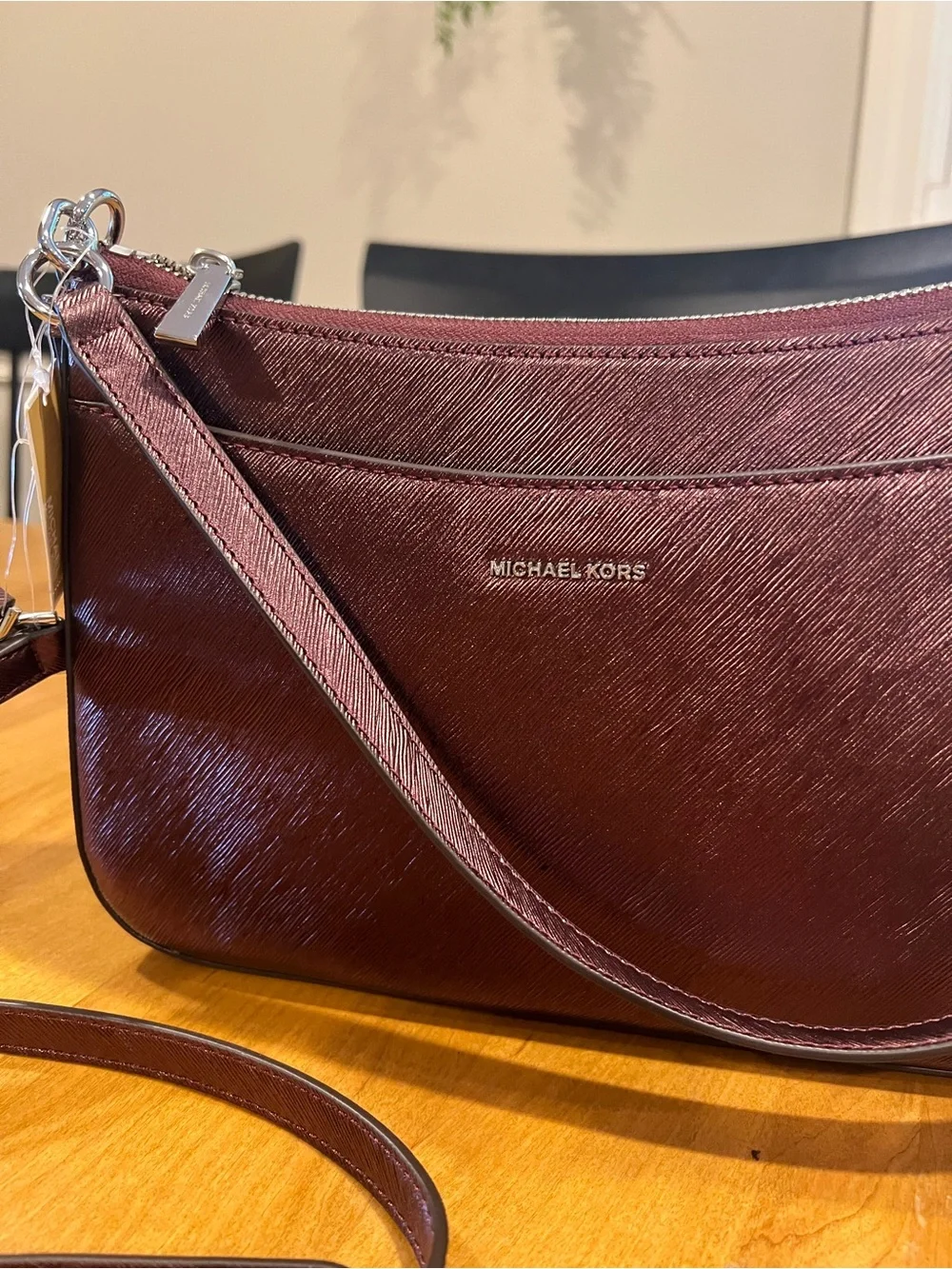 Michael Kors Deep Wine Metallic   Crossbody Bag